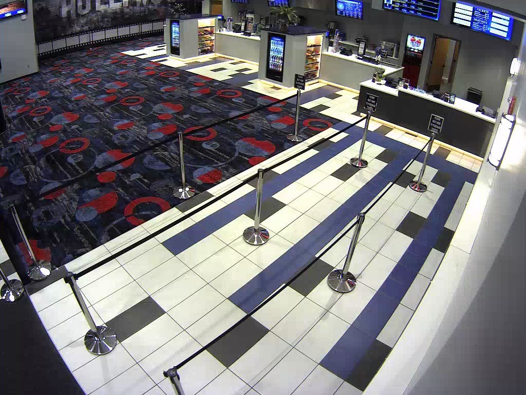 the lobby in cinema 8 with concessions and ticket lines