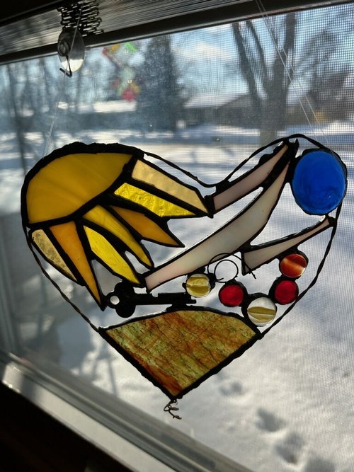 Stained Glass Heart Sun Catchers