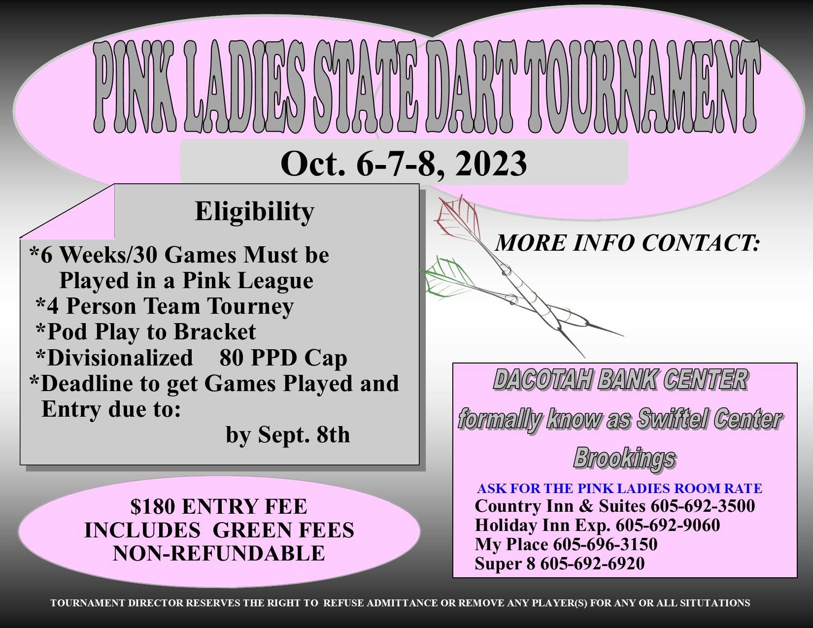 Pink Ladies State Dart Tournament