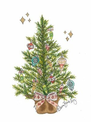 Woodland Christmas Watercolor Trees