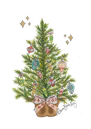 Woodland Christmas Watercolor Trees