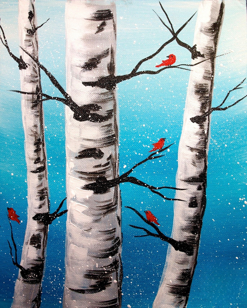 Winter’s a Birch Painting Class