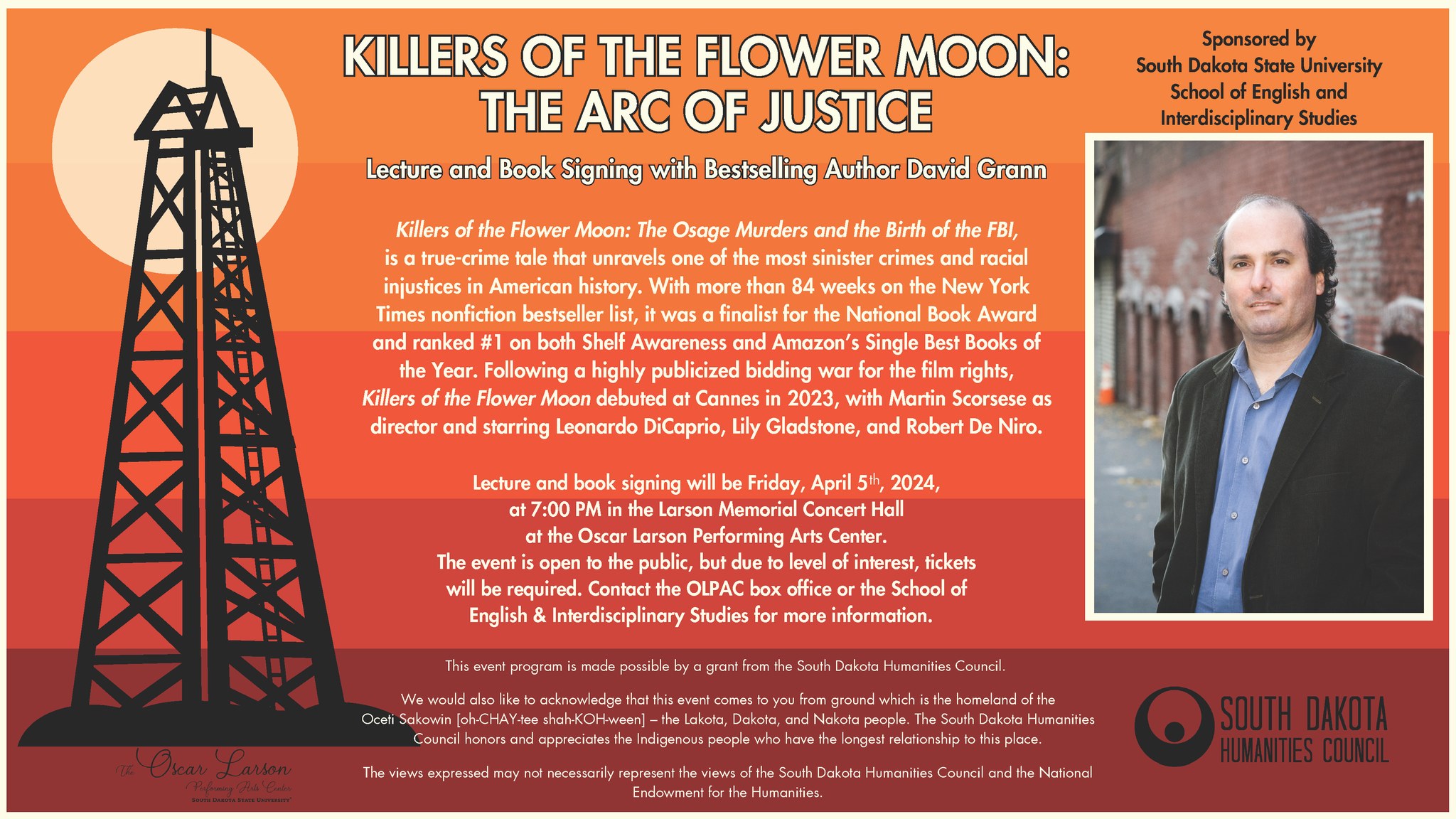 Killers of the Flower Moon: The Arc of Justice Lecture and Book Signing with Author David Grann