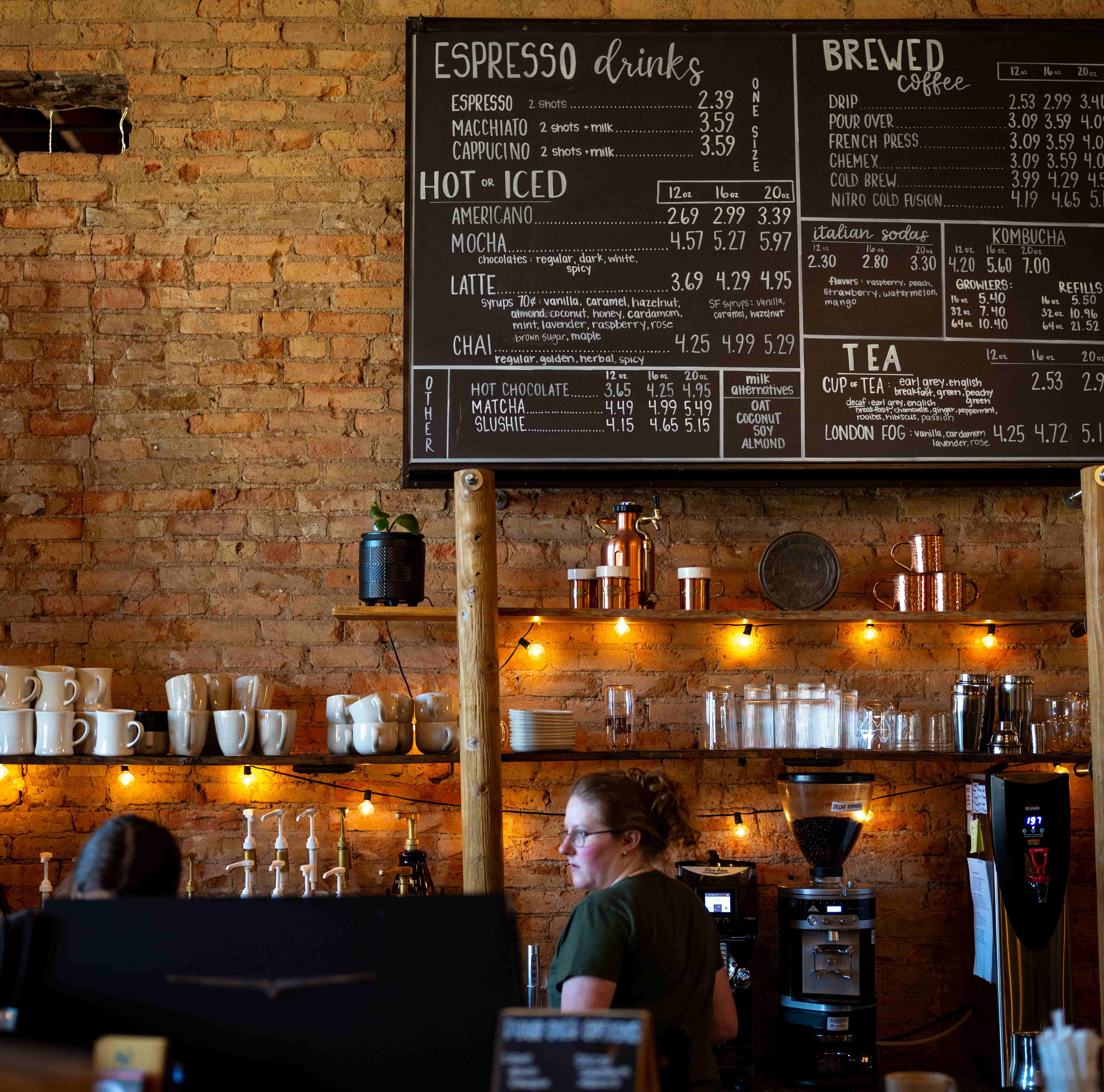 Menu and coffee bar at Kool Beans in Brookings