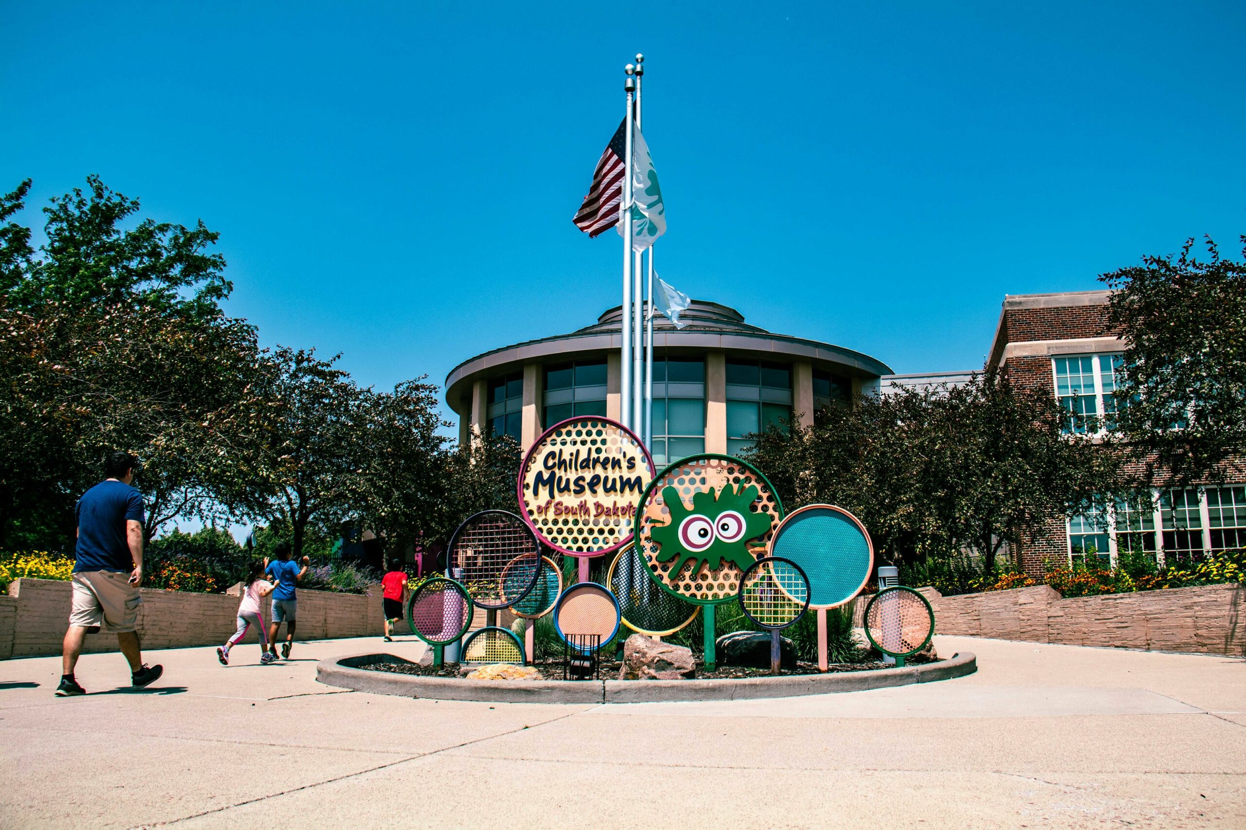 The entrance to the Children's Museum of South Dakota with their logo.