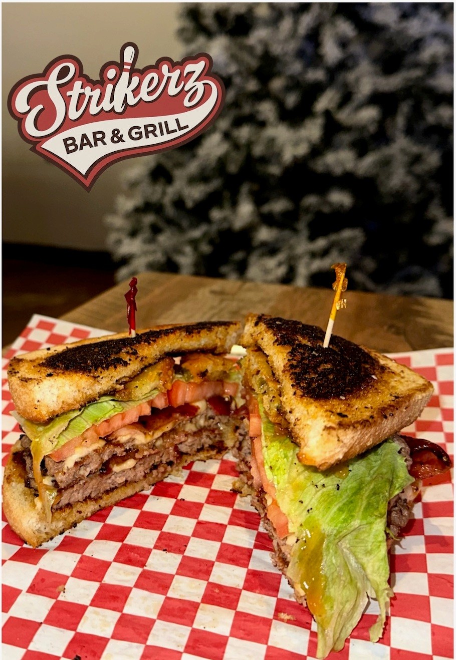 A smashed patty burger served on toasted sourdough bread