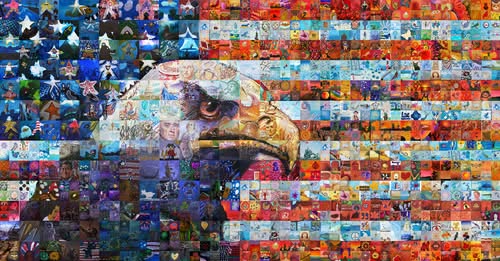A mosaic mural celebrating America's 250th